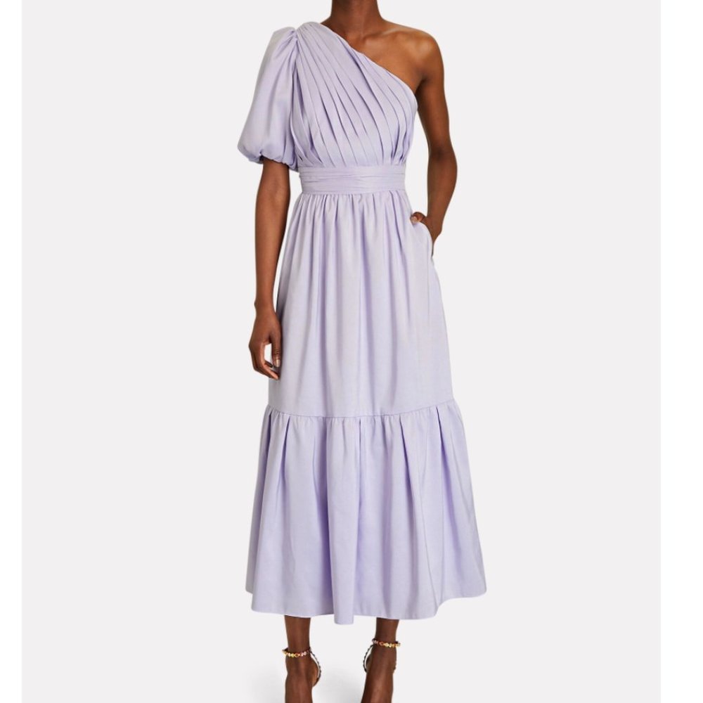 SELF-PORTRAIT One-Shoulder Taffeta Midi Dress